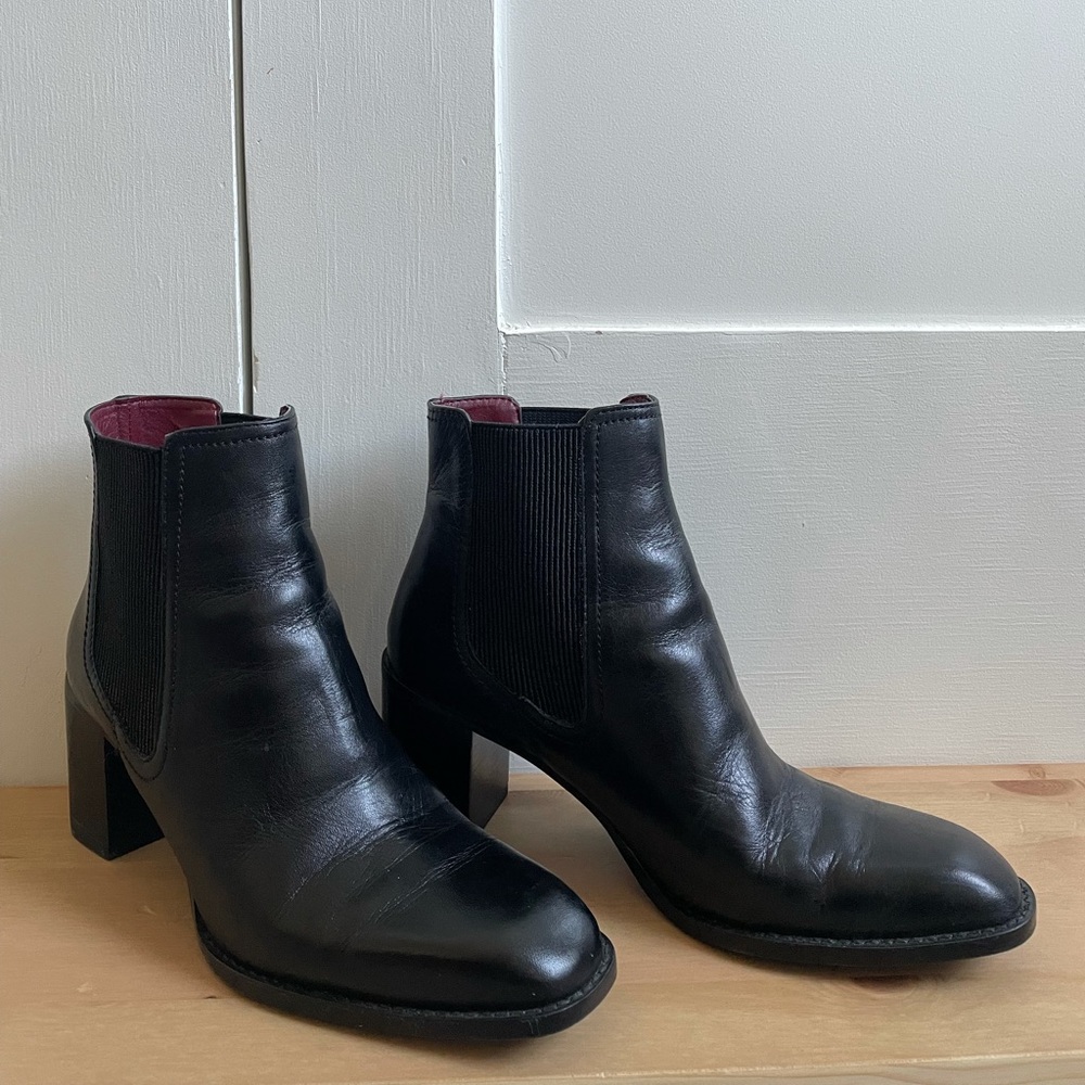 Zara black leather ankle boots